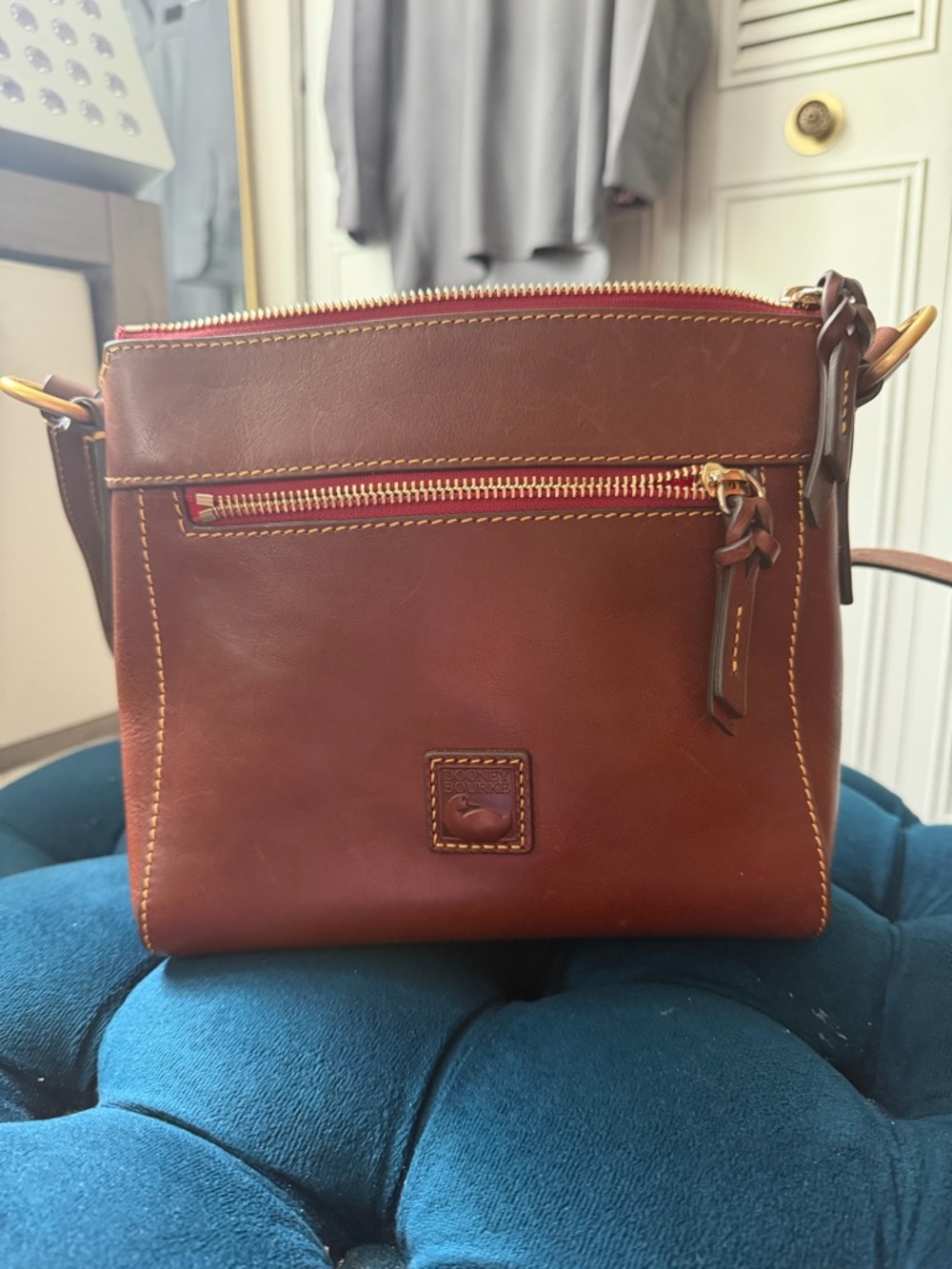 Dooney & Bourke Chestnut Brown Florentine Collection Allison Crossbody Bag